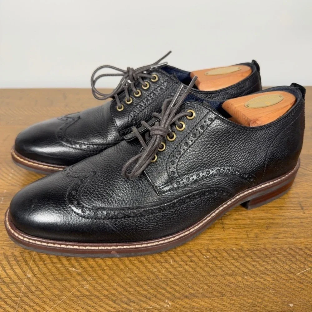 Cole Haan Shoes Mens 8 Black Watson Grand OS‎ Wingtip Oxford Leather Dress